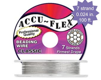 Accu-Flex Beading Wire Nylon and Stainless Steel, Clear 7 Strand, 0.024 Inch, 100 ft., USA Seller (WR114)