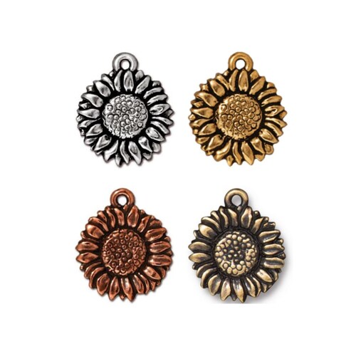 Sunflower Charm Tierracast Antique Silver Antique Gold Etsy