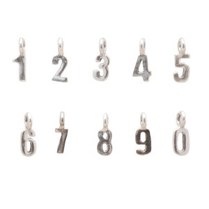 TINY Sterling Silver or Gold Vermeil Number Charms, 925 Sterling Charm, Tiny Number Charm, Birthday Charm, Child Necklace Charm, USA Seller