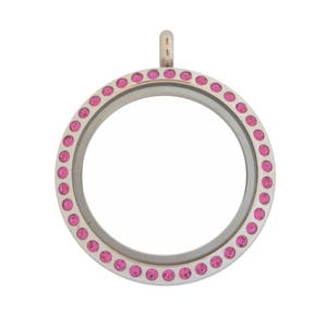 30mm Magnetic Stainless Steel Floating Locket, Choose Crystal Color