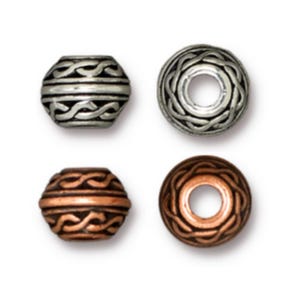 Celtic Large Hole Beads TierraCast Antique Silver or Antique Copper Plated Pewter
