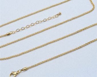 24 Inch Plus 2 Inch Extender Gold Stainless Steel 2.3mm Rolo Chain, Bulk Chain, USA Seller (PC104-G)