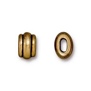 Small Deco Barrel Beads Hole Size 4.7x2.2mm, TierraCast Antique Gold Plated Pewter image 1
