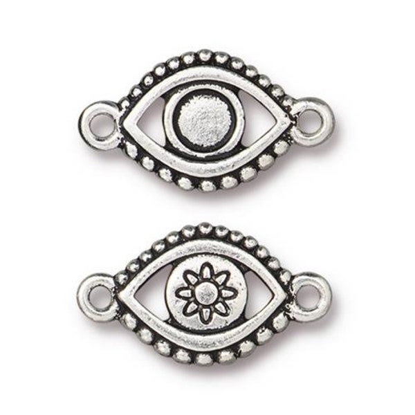 Evil Eye Link, Empty Bezel for SS20 Flatback, TierraCast Antique Silver or Brass Ox Plated Pewter