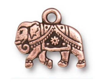 Gita Elephant Charm, TierraCast Antique Silver or Antique Gold-Plated