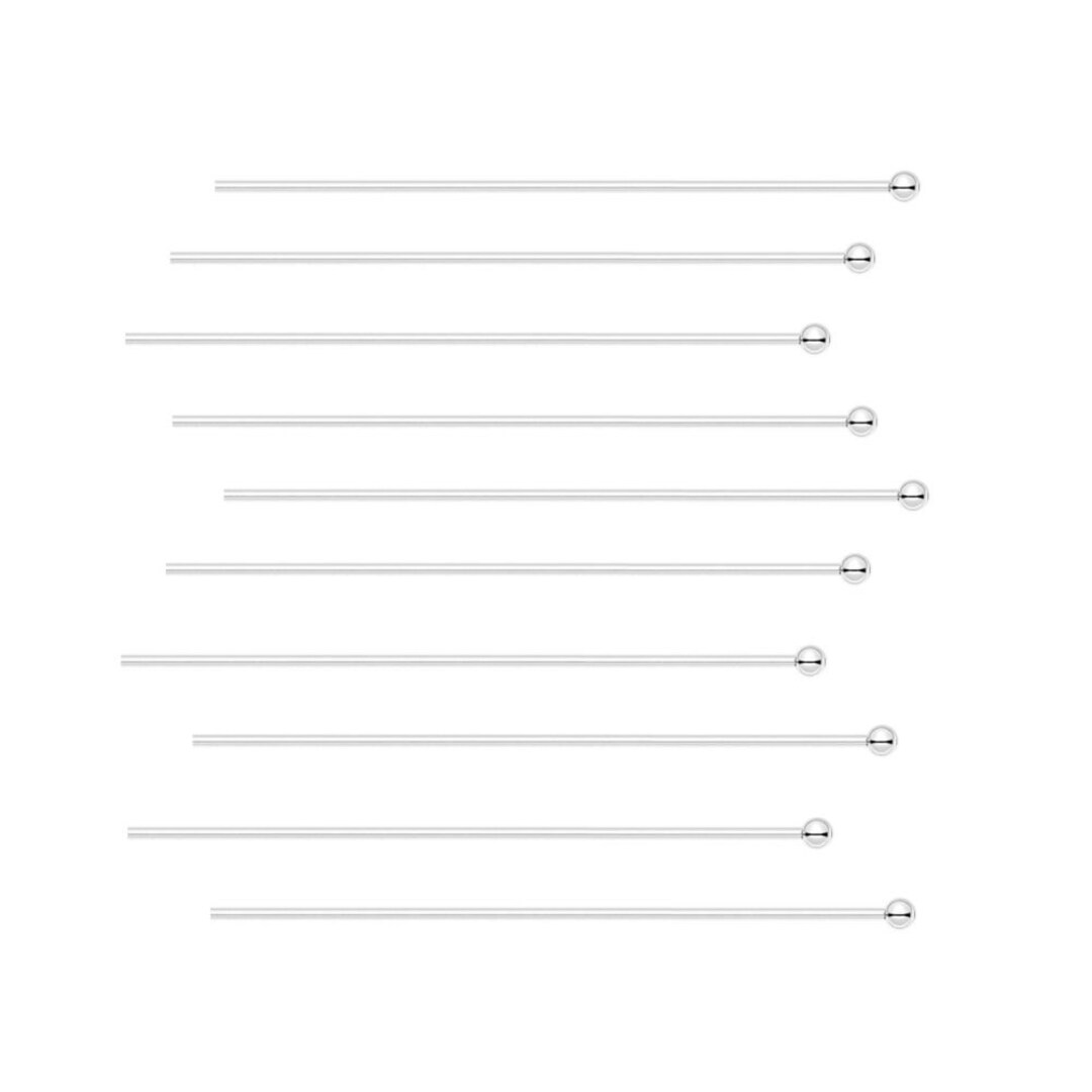 2 Inch Sterling Silver Head Pins With Ball End, 24 Gauge, 10 Pieces Etsy