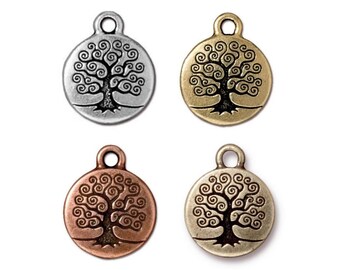 Tree of Life Charm, TierraCast Antique Gold, Antique Copper or Brass Ox-Plated Pewter