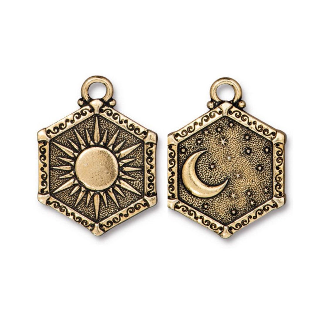 Antique Gold Plated Charms with SS9 Crystal, Starry Night