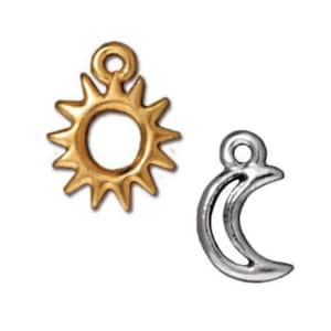 Gold Sun or Silver Moon Charm, TierraCast Celestial Charms