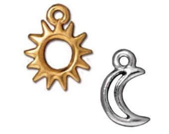 Gold Sun or Silver Moon Charm, TierraCast Celestial Charms