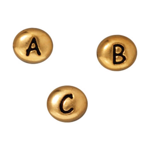 Letter Beads TierraCast Antique Gold-Plated Pewter Letter Bead, 6.8x6mm, Wholesale Letter Bead Authorized TierraCast Dealer (T905)