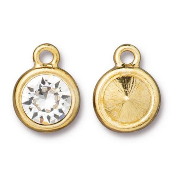 Plain Chaton Drop with SS39 Crystal, TierraCast Bright Gold or Antique Copper Plated Pewter