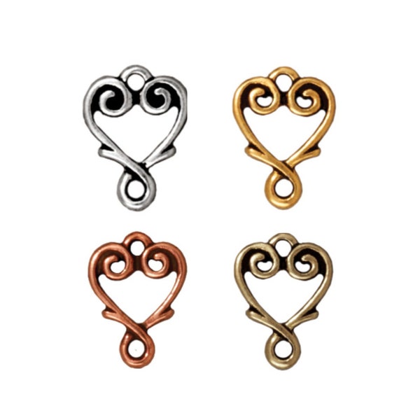 Vine Heart Links, TierraCast Antique Silver, Antique Gold, Antique Copper or Brass Ox-Plated Pewter