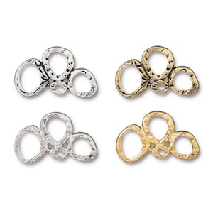 Intermix 3 Ring Link, TierraCast Antique Silver, Antique Gold, Bright Rhodium or Bright Gold-Plated Lead Free Pewter, 15x25.4mm