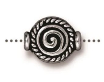 Fancy Spiral Beads TierraCast Antique Silver or Antique Copper-Plated Pewter