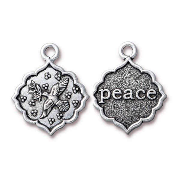 Peace Dove Pendant, TierraCast Antique Silver or Antique Gold Plated Pewter, Keep the Faith Collection