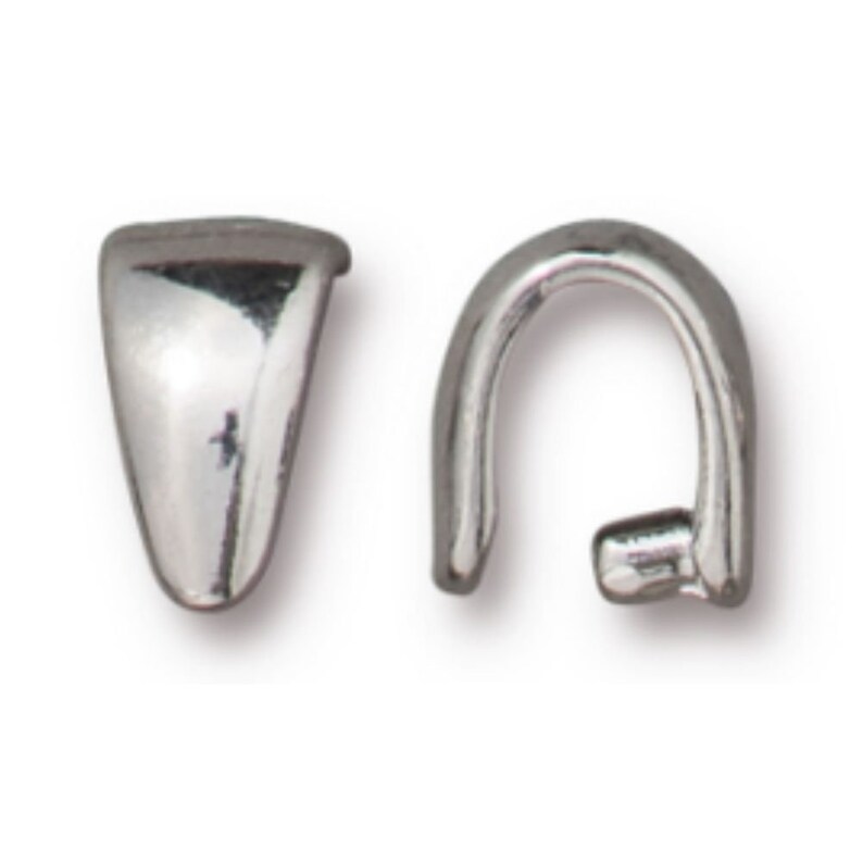 TierraCast Bright Rhodium Click for Bulk Discounts Bright Gold or Brass Ox Plated Pewter Smooth Pinch Bail