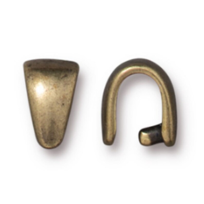 TierraCast Bright Rhodium Click for Bulk Discounts Bright Gold or Brass Ox Plated Pewter Smooth Pinch Bail