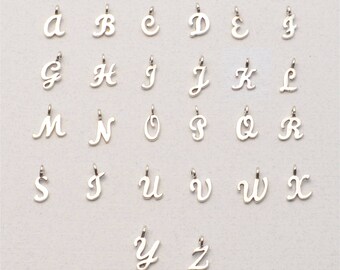 Sterling Silver Script Letter Charms, 925 Sterling Initial Charms, 10-12mm Height, USA Seller (S901)