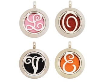 Initial Aromatherapy Locket: Essential Oil Diffuser Necklace, Felt Pads Included