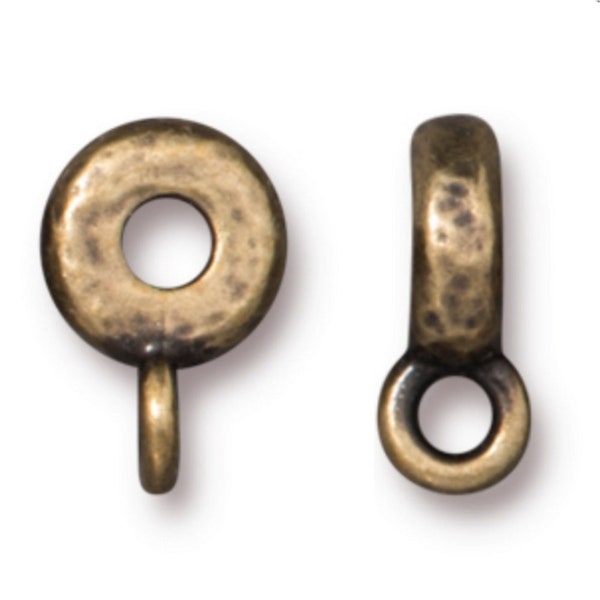 Hammered Spacer Bail, TierraCast Antique Copper or Brass Ox Plated Pewter