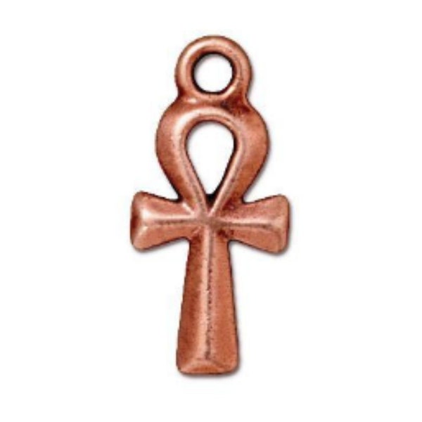 Ankh Pendant,TierraCast Antique Copper Plated Pewter, Egyptian Cross Charm