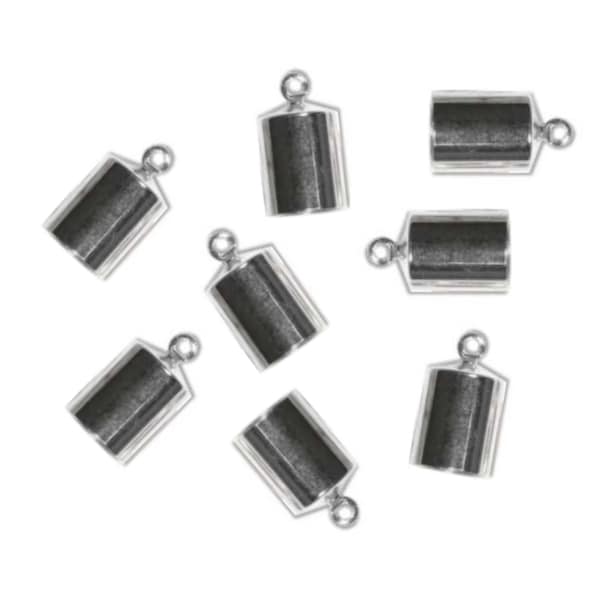 6mm Silver Plated Barrel Cord Ends, Kumihimo End Caps (Pkg. of 12)