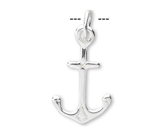 Sterling Silver Anchor Charms, 12 x 9mm, Double-Sided Nautical Charm, 925 Sterling Boating Charm, Yacht Rock Charm, USA Seller (S136)