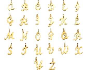 Gold Vermeil Script Letter Charms,  10-12mm Height, Gold Vermeil Initial Charms, Wholesale Letters, Alphabet Charms (G901)
