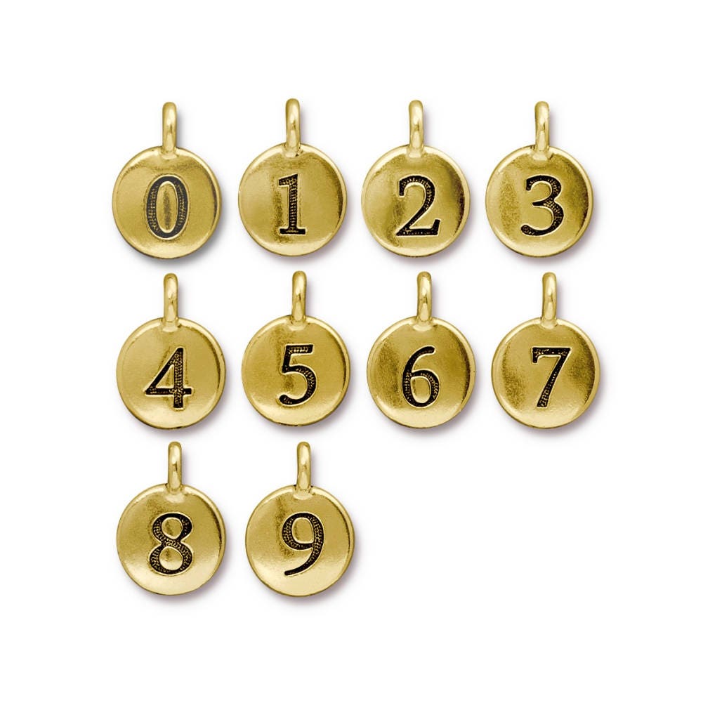 Number Charm Antique GoldPlated LeadFree Pewter Wholesale Etsy