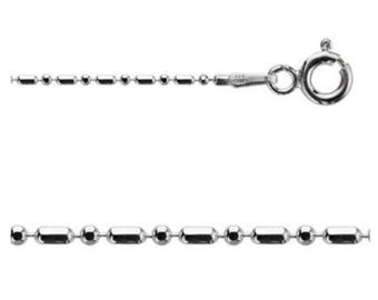 16 Inch ALTERNATING Diamond Cut Italian Sterling Silver 1.2mm Ball Chain, Solid 925 Sterling, USA Seller (CS109-16)