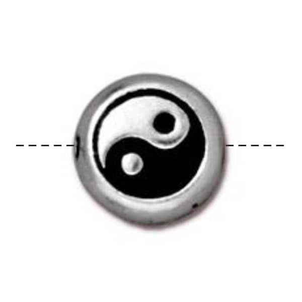 Yin Yang Beads Antique Silver-Plated Pewter, TierraCast 7.5mm Yoga Bead, Metaphysical Bead, Meditation Bead (T1050)
