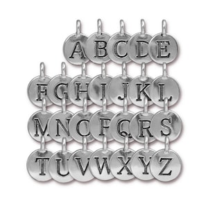 Letter Charm, TierraCast Antique Silver-Plated, Bulk Charm, Pewter Charms, Initial Charms, Pewter Alphabet Letter (T900)