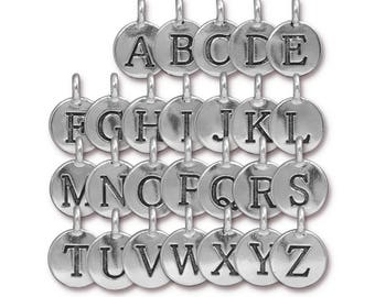 Letter Charm, TierraCast Antique Silver-Plated, Bulk Charm, Pewter Charms, Initial Charms, Pewter Alphabet Letter (T900)