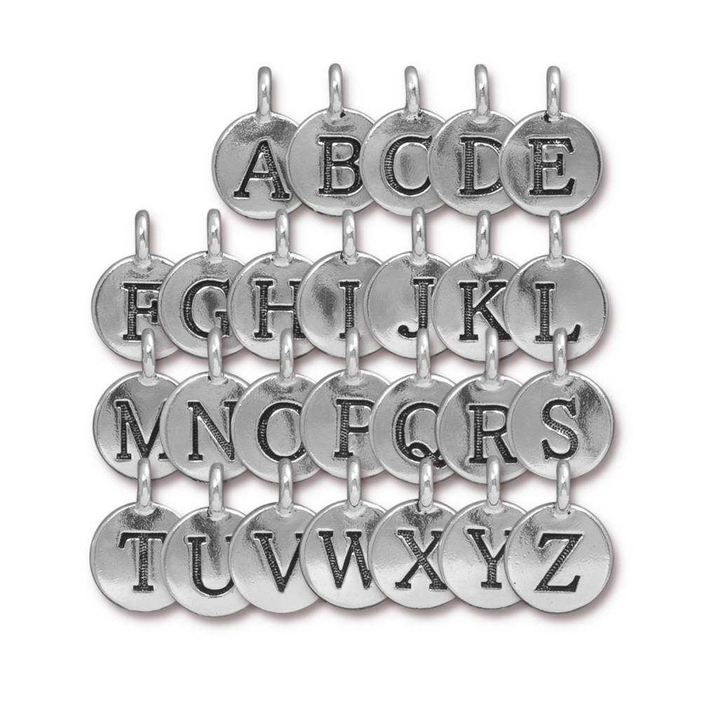 Bulk Alphabet Charms For Jewelry Making In Silver Finish, 43pc