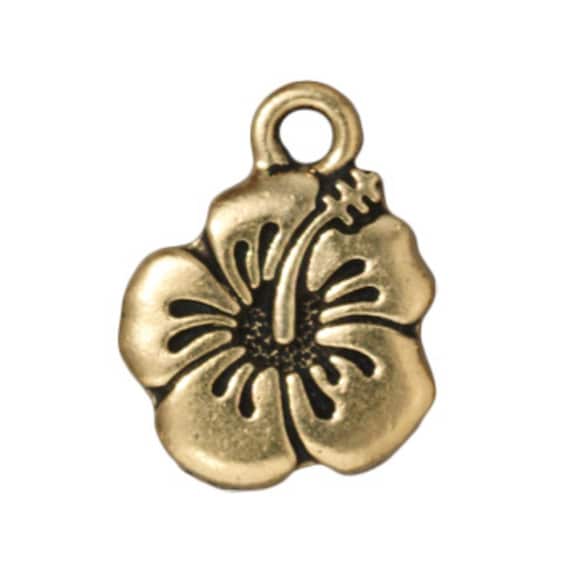 CB Hibiscus Flower Image Silver Plated Charm for Bracelet tea horticulture NEW