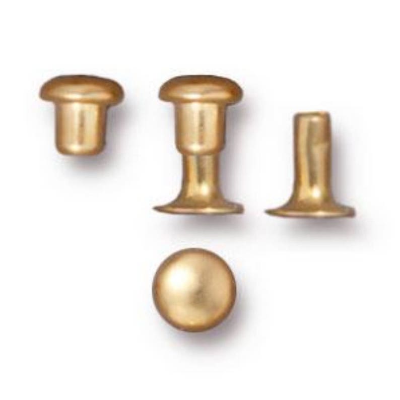 4mm Compression Rivets Bright Gold Plated Brass Leather Etsy Australia