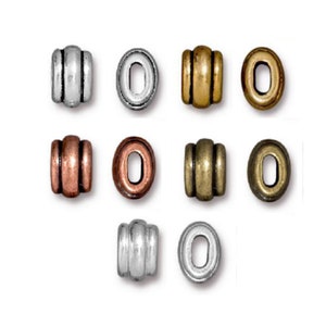 Small Deco Barrel Beads Hole Size 4.7x2.2mm, TierraCast Antique Gold Plated Pewter image 2