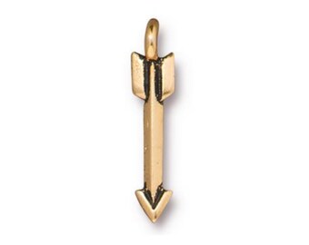 Mini Arrow Charm, TierraCast Antique Gold Plated Pewter, Worlds Away Collection