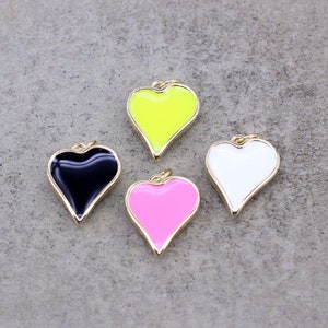 10pcs Enamel Heart Charm, Heart Love Charm, Gold Heart Charm, Add-on Charm For Necklace Bracelet Earrings Jewelry Making,14x15mm