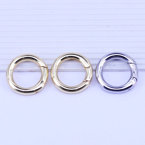 10pcs Gold Silver Spring Rings, Open Round Spring Clasp, Round Spring Ring, Gold Push Gate Rings, Sping Ring Clasps, Spring Gate Clasps,15mm