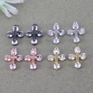 10pcs Metal Copper Micro Pave CZ Cross Pendant Beads,Cubic Zirconia Cross Charms For Jewelry Making