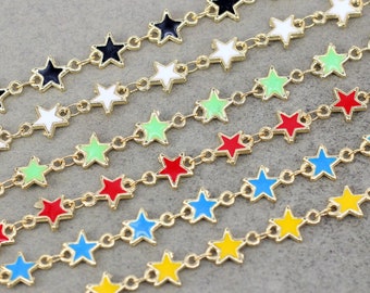 1/3/5 Meter Metal Enamel Star Beaded Chain link for jewelry making