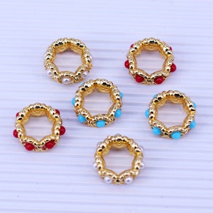 20pcs Gold Filled Big Hole Spacer Beads, Rondelle Spacer Beads, Pave Resin Round Spacer Beads for Jewelry Making,11mm