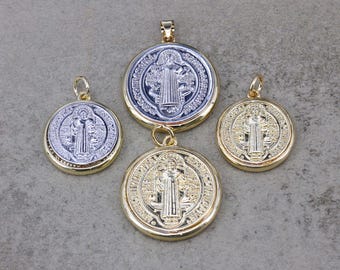 10 colgantes con la medalla de San Benito, colgante de San Benito, colgante católico de protección religiosa para la elaboración de joyas