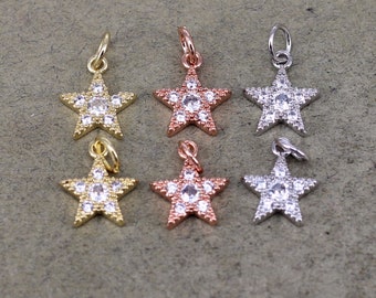 10pcs kleine Größe gepflastert Micro CZ Stern Charms, Halskette Charms für Schmuckherstellung