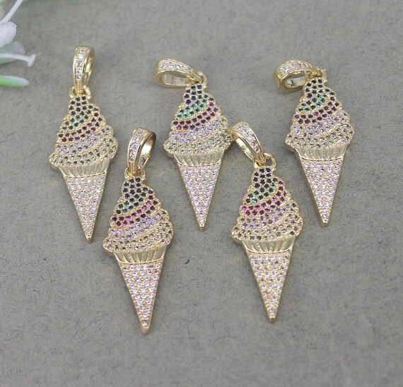 5pcs Charm Micro Pave CZ Triangle pendant Beads,Metal Copper Cubic Zirconia Triangle Pendant For Jewelry Making