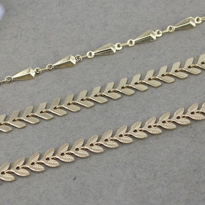 1/3/5 Meter Flat Herringbone Chain, 18K Gold Plated Brass Chevron Chain, Chevron Leaf Chain, Fishbone Chain, Arrow Chain for Jewelry making