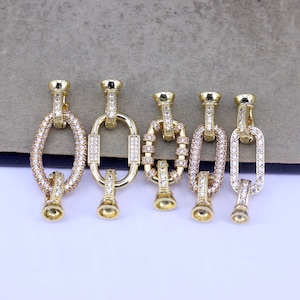 5 Set Pave CZ Oval Clasp Connector,CZ Oval Buckle clasp,Pave Interlocking Clasp Fastener for Jewelry Findings Clasps