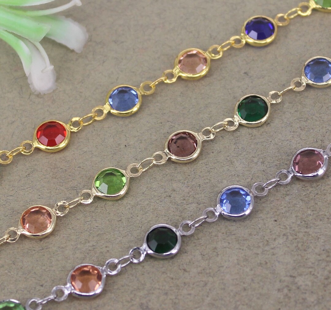 5 Meter Mixed Plated Faceted Round Glass Beaded Chain for Jewelry ...